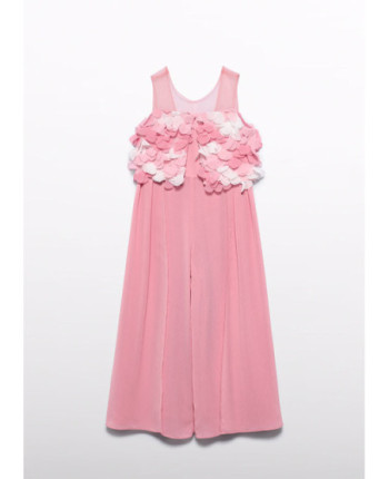 Tuta lunga chiffon fiori 3d   - AbeleLula