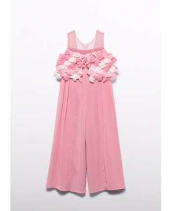 Tuta lunga chiffon fiori 3d   - AbeleLula