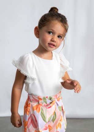Blusa chiffon merletto Ecrù 2-9 anni | Mayoral