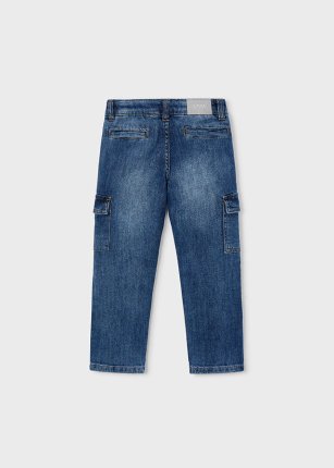 Pantalone denim cargo lavaggio mezzo 2-9 anni | Mayoral