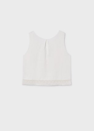 Blusa cinta ricamo Ecrù 8-18 anni | Mayoral