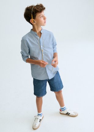 Camicia m/l collo coreano Celeste 8-18 anni | Mayoral