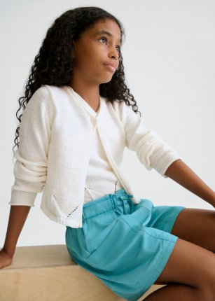 Cardigan tricot cinte Bianc Osso 8-18 anni | Mayoral