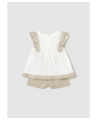 Completo pantaloncino e blusa lino neonata