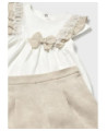 Completo pantaloncino e blusa lino neonata