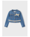 Giubbotto jeans dettagli pizzo bambina