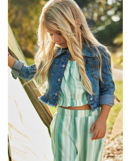 Giubbotto jeans orlo volant bambina