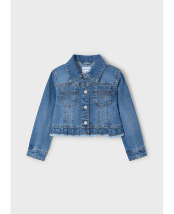 Giubbotto jeans orlo volant bambina