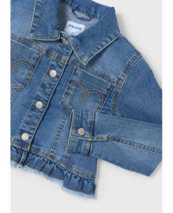 Giubbotto jeans orlo volant bambina
