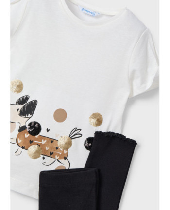 Completo leggings  e maglietta cagnolino bambina