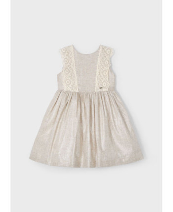 Vestito dettaglio ricamo lino  bambina