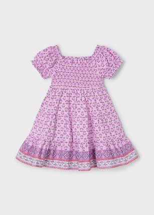 Vestito stampato nido d'ape bambina