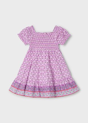Vestito stampato nido d'ape bambina