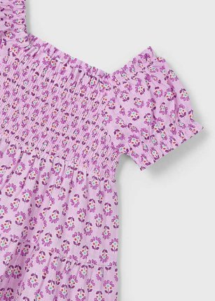 Vestito stampato nido d'ape bambina