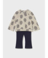Completo leggings e felpa stampata neonata
