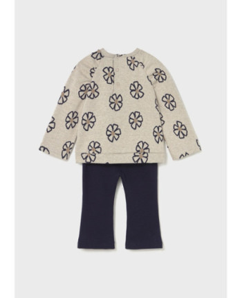 Completo leggings e felpa stampata neonata
