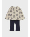 Completo leggings e felpa stampata neonata