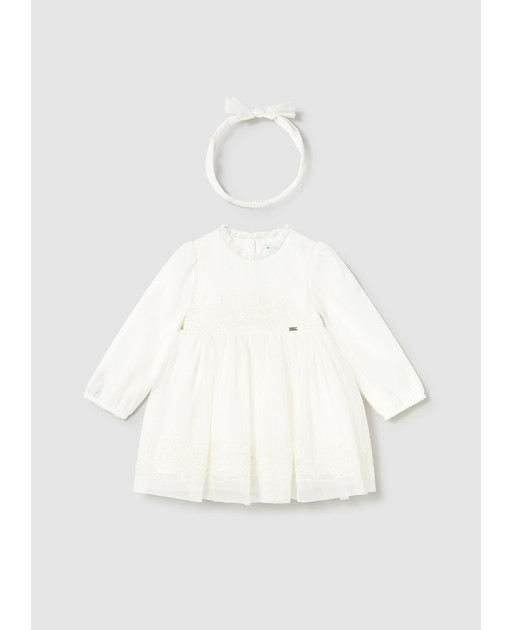 Vestito cerimonia tulle ricamato neonata