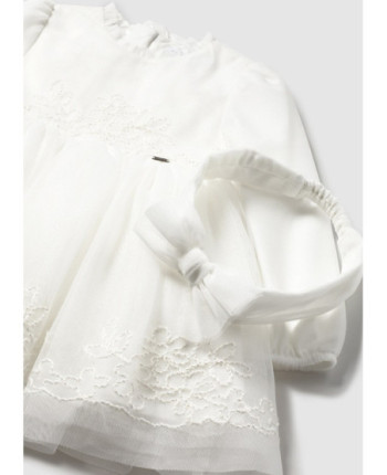 Vestito cerimonia tulle ricamato neonata