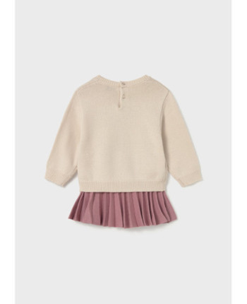 Completo gonna pieghe e maglione neonata