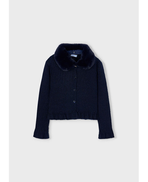 Cardigan colletto pellicciotto bambina