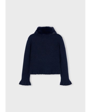 Cardigan colletto pellicciotto bambina