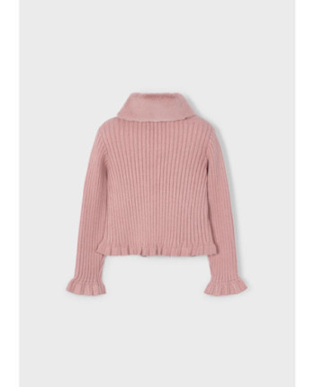 Cardigan colletto pellicciotto bambina