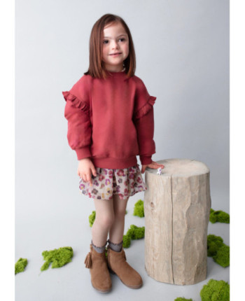Felpa volant maniche bambina