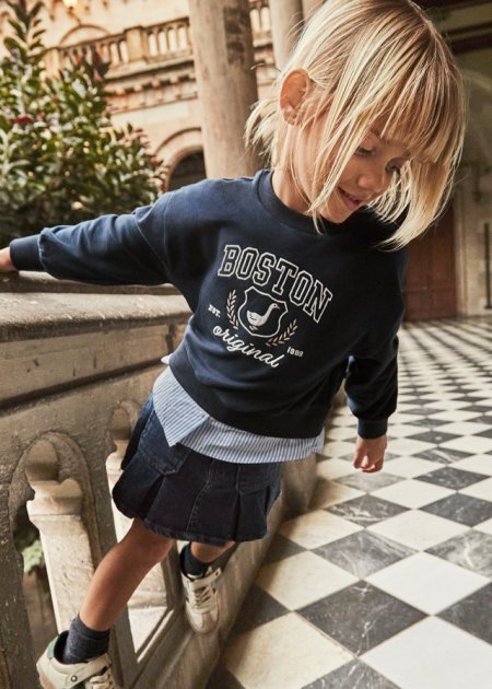 Gonna jeans pieghe bambina