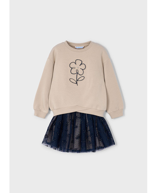 Completo gonna tulle e felpa bambina