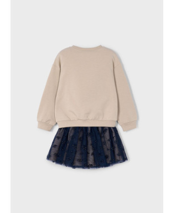Completo gonna tulle e felpa bambina