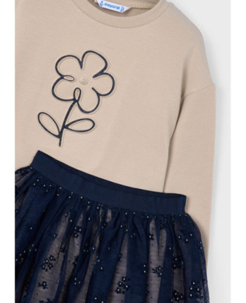 Completo gonna tulle e felpa bambina