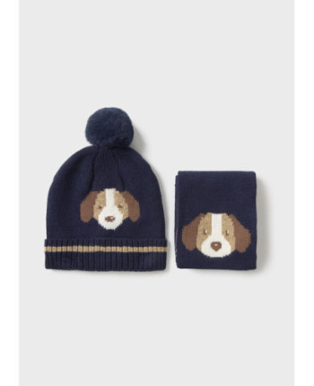 Set cappello e sciarpa cagnolino neonato