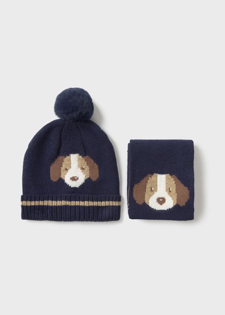 Set cappello e sciarpa cagnolino neonato